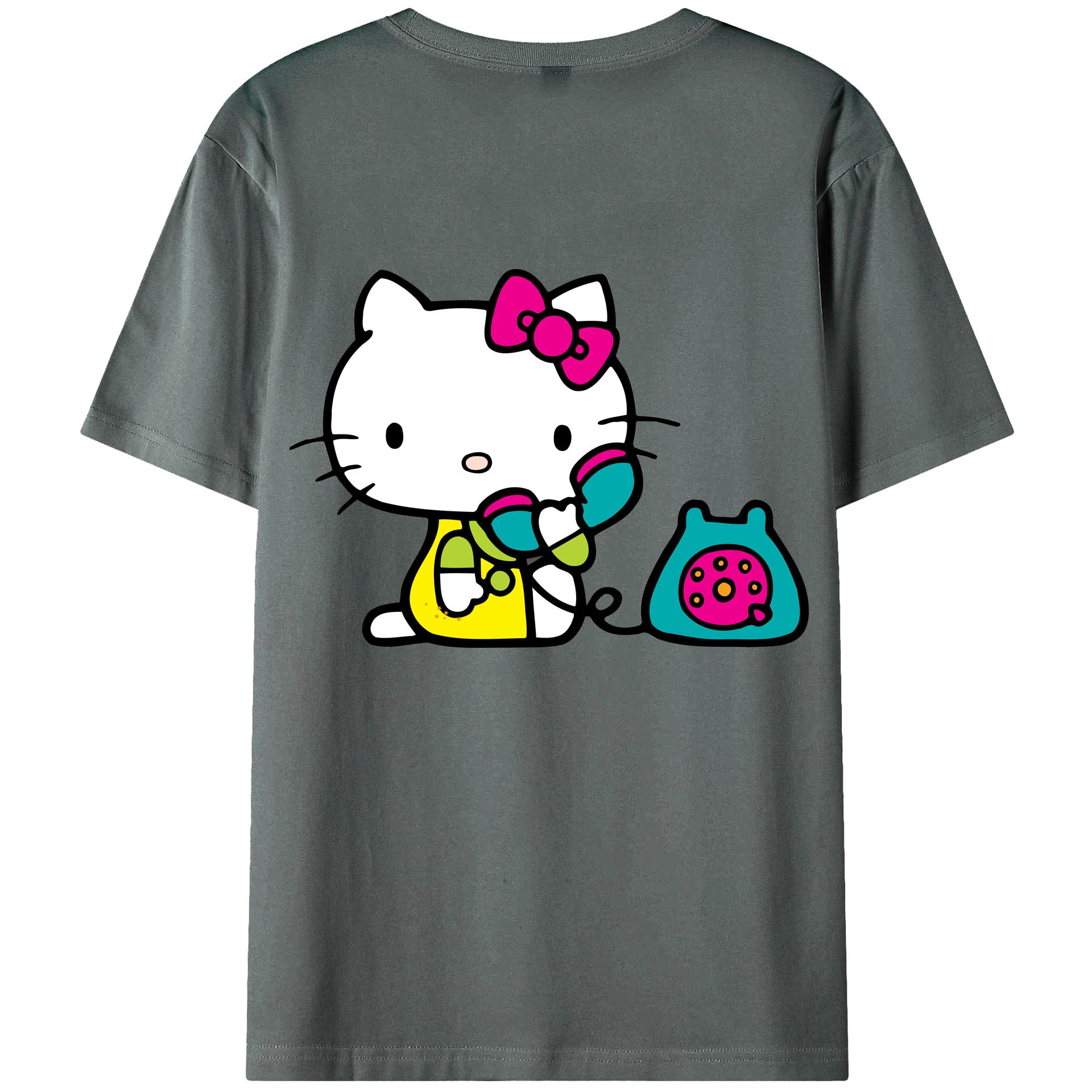 （画像用） Hello Kitty ハローキティ 綿100％ メンズ半袖Tシャツ（バックプリント） 通気性